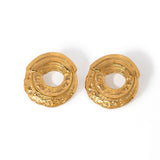 NEW STYLE PLEATED HAMMERED ROUND HOLLOW EARRINGS_CWAHA0893