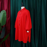 LOOSE LAPEL SOLID COLOR OVERSIZED SHIRT DRESS_CWDSD6165