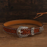 Metal Vintage Distressed Rivet Embossed Belt_Cwmm3954