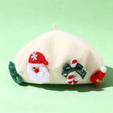 Christmas Bow Wool Beret Hat Women Warm Winter_Cwah04686