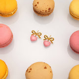 18K GOLD STAINLESS STEEL BOW HEART EARRINGS_CWASC1685