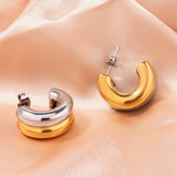 GEOMETRIC GOLD PLATED FASHION DOUBLE LAYER EARRINGS_CWMM3667