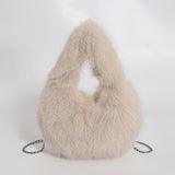 FLUFFY CHAIN HANDBAG WOMEN SHOULDER TOTE_CUAB00607