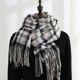 PLAID FRINGE SCARF TRENDY WINTER WRAP_CWASC0199