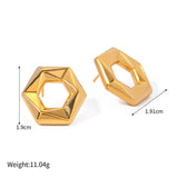 SIMPLE 18K GOLD PLATED HEXAGONAL STUD EARRINGS_CWAHA0901