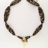 LEOPARD PRINT HEART STAINLESS STEEL NECKLACE_CWMM5705