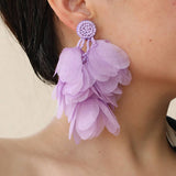HANDMADE FABRIC TASSEL EARRINGS BOLD STATEMENT_CWMM6156