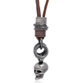 CREATIVE DESIGN VINTAGE SKULL LEATHER NECKLACE_CWMM4590