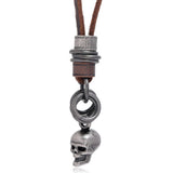 CREATIVE DESIGN VINTAGE SKULL LEATHER NECKLACE_CWMM4590