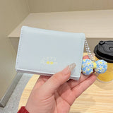 Cute Bow Pendant Floral Mini Trifold Wallet_Cwab06217