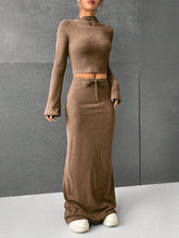 Solid Color Pants Long-Sleeved Top Two-Piece Set