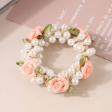 ROSE PEARL HAIR TIES SCRUNCHIES STRETCH HAIR ROPE_CWAHA0407