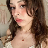 NATURAL STONE HEART NECKLACE EARRINGS_CWMM5718