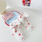 Womens New Cherry Print Bowknot Home Slippers_Cwmm2990