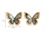 NATURAL ABALONE BUTTERFLY DIAMOND ZIRCON EARRINGS_CWMM4278