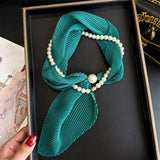 Ivory Crinkle Pearl Magnetic Silk Scarf_Cwasc03937