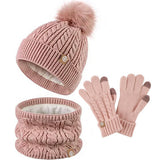 Three-Piece Set Of Pom-Pom Hat, Scarf And Gloves_Cwmm2779