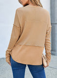 Solid Color Long Sleeve Patchwork Loose Hoodie