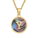 CIRCULAR SHELL ENGLISH LETTER PENDANT NECKLACE_CWAJE0675