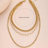 GOLD PLATED 18K MULTI LAYER FLAT CHAIN NECKLACE_CWMM3632