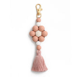 BEADED TASSEL BAG CHARM CREATIVE SILICONE KEYCHAIN_CWMM6864