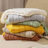 KNITTED THIN TASSEL SOFA BLANKET BED END BLANKET_CWMM0222