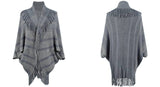 Fringed Cape Coat Knitted Striped Cape Woman