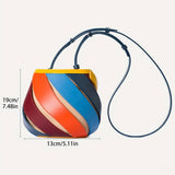 CYLINDRICAL CONTRASTING COLOR PATCHWORK BUCKET BAG_CWAB1929