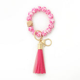 LEOPARD PRINT SILICONE BEAD BRACELET KEYCHAIN_CWMM6874