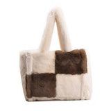 FAUX RABBIT FUR TOTE BAG WOMEN LARGE HANDBAG_CUAB00603
