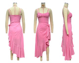 Strapless, Backless, Ruffled Irregular Dress