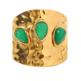 GREEN NATURAL STONE WIDE RINGS STAINLESS STEEL_CWAJE0629