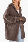 Solid Lapel Three-Button Mid-Length Cardigan