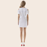 Strapless Solid Color Round Neck Ruffled Dress