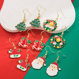 Xmas Tree Santa Wreath Asym Drop Earrings_Cwaje05890