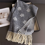 Elegant Camellia Cashmere Feel Tassel Scarf Wrap_Cwasc03244