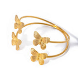 STYLISH 18KGOLD DOUBLE ROUND BUTTERFLY OPEN BANGLE_CWAJE4716