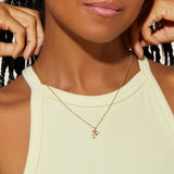 PERSONALIZED RED ZIRCON PIZZA NECKLACE_CWMM5310