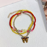 BOHO BUTTERFLY FLOWER ANKLET SET HANDMADE_CWMM6358