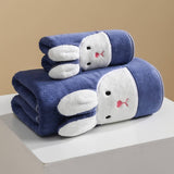 EMBROIDERED RABBIT CORAL FLEECE TOWEL_CWMM2324