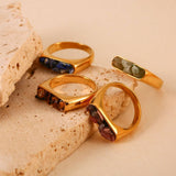 DESIGNER 18K STEEL RING WITH CRUSHED GEMSTONE_CWMM8933