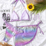 IRIDESCENT BIKINI SET SEXY TIE SIDE SWIMSUIT_CWMW0705