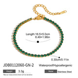 18K GOLD GREEN ZIRCON TENNIS CHAIN BRACELET_CWAJE4780
