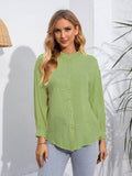 Womens Solid Color Long Sleeve Casual Shirt