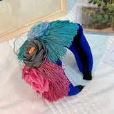 FLORAL FABRIC HEADBAND BOLD TASSEL HAIR ACCESSORY_CWAHA5662