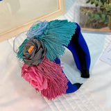 FLORAL FABRIC HEADBAND BOLD TASSEL HAIR ACCESSORY_CWAHA5662