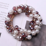 FASHION PEARL CRYSTAL HAIR BAND BUN PONYTAIL TIE_CWAHA6768
