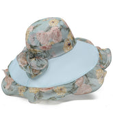 SEASIDE FLOWER BREATHABLE LARGE BRIM SUN HAT_CWAH1457