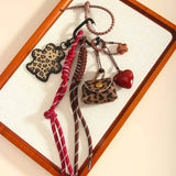LEOPARD MINI BEAR CHARM WITH HEART KEYCHAIN_CWMM7630