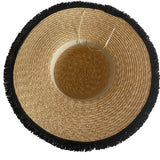 BLACK FUR EDGE OUTDOOR SHADING FASHION STRAW HAT_CWAH1173